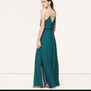 LOFT Emerald Green Flowy Maxi Dress (size 6)
